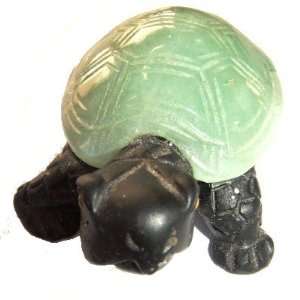  Calcite Turtle 02 Black Crystal Green Jade Shell 2.5 