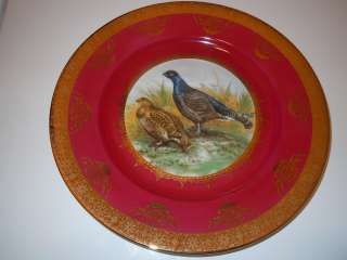 ANTIQUE OLD BAVARIA STW PLATE GOLD TRIM CHARGER BIRDS PHEASANT GERMANY 