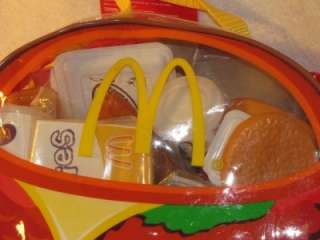 New 38 Pc McDonalds Happy Meal Play Food Set w/ Carrying Backpack 