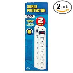   200 Joule White Surge Strip with 3 Foot Cord, 2 Pack