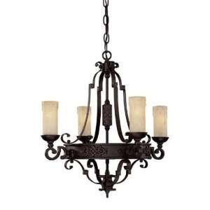   3604RI 279 Four Light Candle Chandelier RUSTIC IRON