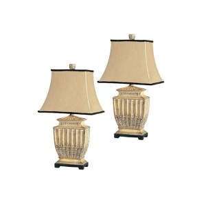   Home H10702S2 Off White Striated Leaf Table Lamps