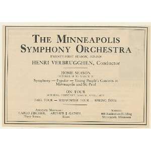  1923 The Minneapolis Symphony Orchestra Booking Management 