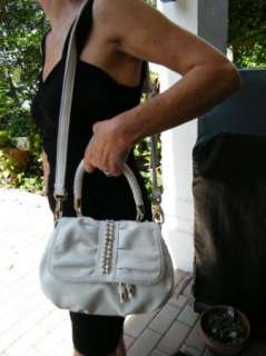 BEBE pocketbook handbag satchel bag WHITE Hendricks ROUCHED mini 