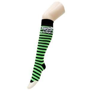  Green Stripe Skulls Knee High Socks Size 9 11 Everything 