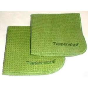  Tupperware Set of 2 Microfiber Dish Cloths in Green 