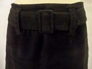 STEFANO BASICS Black Corduroy Skirt w/ Belt, Size 8  