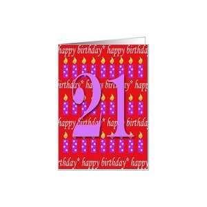  21 Years Old Lit Candle Happy Birthday Card Toys & Games