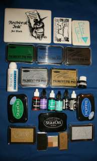 Lot of Ink & Stamp Pads   Staz On Solvent, Pigment Ink, Encore 