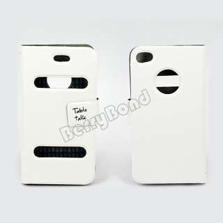   Talk Flip Leather Pouch Case Skin Cover for Apple iPhone 4 4G 4S White