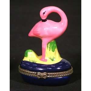  Tropical Pink Flamingo Hinged Trinket Box phb NEW