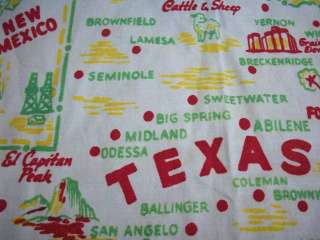 FAB VINTAGE TEXAS STATE TABLECLOTH #D967  