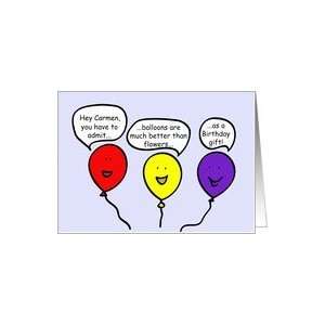  Cartoon Balloon People Birthday Greetings, Carmen Card 