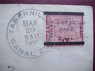 CANAL ZONE TABERNILLA 1906 COVER OVERPRINTED STAMP  