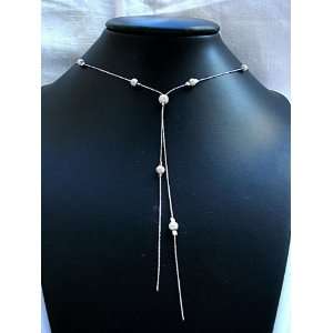   Round Ball on 925 SILVER Chain Lariat Necklace 