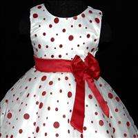 R3117 NWT Reds Polka Dots Pageant Wedding Bridesmaid Flowers Girls 