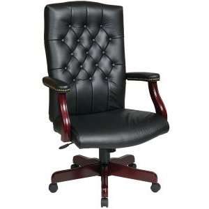  Office Star Black Leather Traditional Executive Chair 
