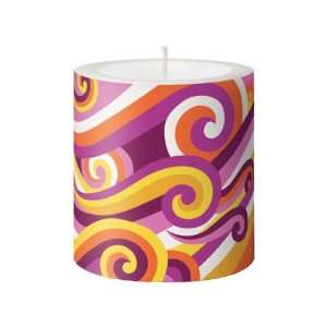  Candle, La Vela, Pink Waves, Designer Decorated Candle w 