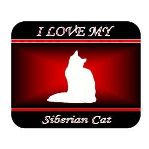  I Love My Siberian Cat Mouse Pad   Red Design 