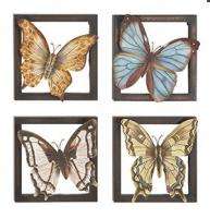 BUTTERFLY SQUARE BOX METAL WALL ART DECOR SCULPTURE  