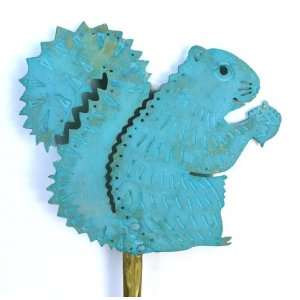  Squirrel Original Brass Plant Stake with Patina Finish for 
