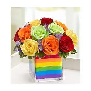   by 1800Flowers   The Rainbow Bouquet   Multicolored Roses   Small