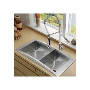   Stainless Steel Double Bowl Kitchen Sink and Faucet