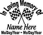 In Loving Memory Of CHECKERED FLAG RACING Decal Window Sticker 