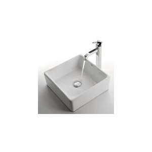  Kraus White Square Ceramic Sink KCV 120 and Ramus Faucet 