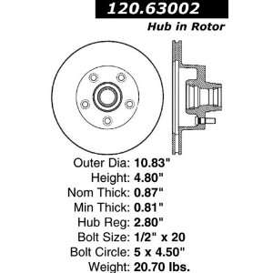  Centric Parts 120.63002 Premium Brake Rotor with E Coating 