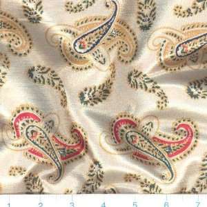  58 Wide Textured Satin Paisley Cream Fabric By The Yard 