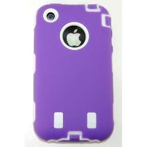  Body Armor for iPhone 3G / 3GS   Purple & White Cell Phones 