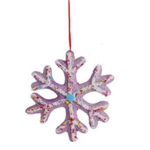   Purple and White Snowflake Cookie Christmas Ornament 