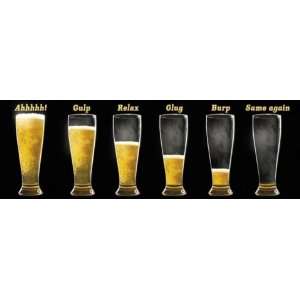  Stages of Beer College Drinking Humour Poster 12 x 36 