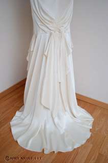 Ivory Silk Charmeuse Satin Slinky Backless Wedding Dress 8 NWD  