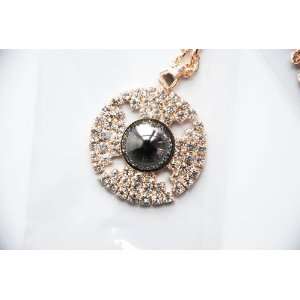 Ladies Sweater Black Pearl Rhinestone Necklace Fashion Jewelry Pendant 