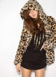  NWT SP01 Ladies Trend Luxurious Leopard Fake fur Jackets 