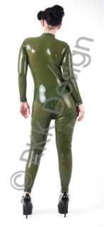 OLIVE 100% Latex Rubber Catsuit Second Skin XL  