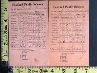   Vintage 1929 & 1930 Scotland, South Dakota Public Schools Report Cards