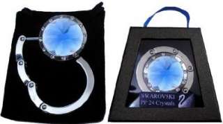  1 Silver & Blue with Swarovski Crystal FOLDING Purse Hook 