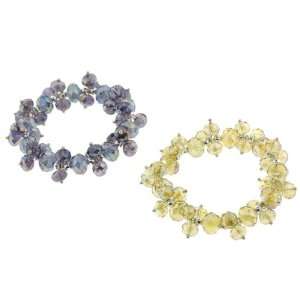  Set of 2 Faceted Glass Rondell Stretchy Bracelets   7.5 