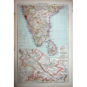  1896 MAP SOUTH INDIA CEYLON MYSORE MADRAS SITAPUR AGRA 