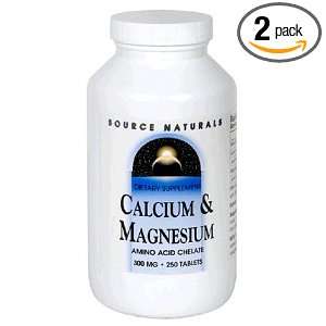 Source Naturals Calcium/Magnesium Chelate 300mg Elemental, 250 Tablets 
