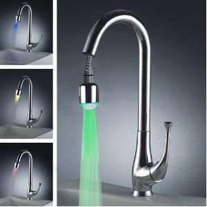 Sing Handle Temperature Sensitive Pull Out LED Bar Faucet, Chrome