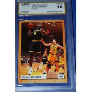  Rare Chris Webber Graded MINT 10 by BCCG/BGS, 1993 Classic 