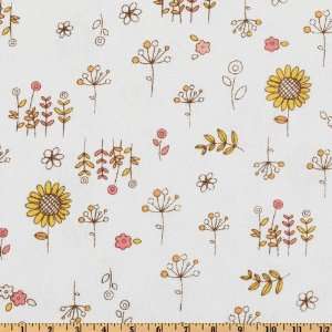  44 Wide Chick A Dee Chick A Doo Flowers White Fabric By 