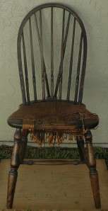 Beautiful Antique Rush Seat Braceback Chair Maple ?  