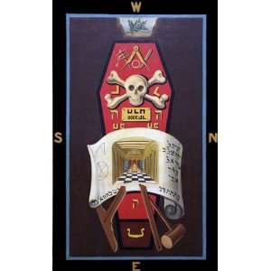 RARE Master Mason 3rd degree Masonic Symbolic Plate art chart trestle 