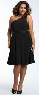 JS Boutique Black One Shoulder Beaded Matte Jersey Formal Party Dress 