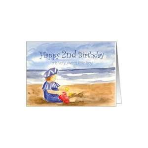  Happy 2nd Birthday Little Sailer Boy Ocean Red Bucket Card 